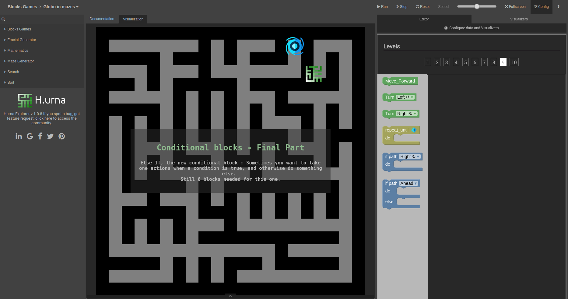 Screenshot Labyrinth - H.urna Blocks - Globo in mazes - Level 09