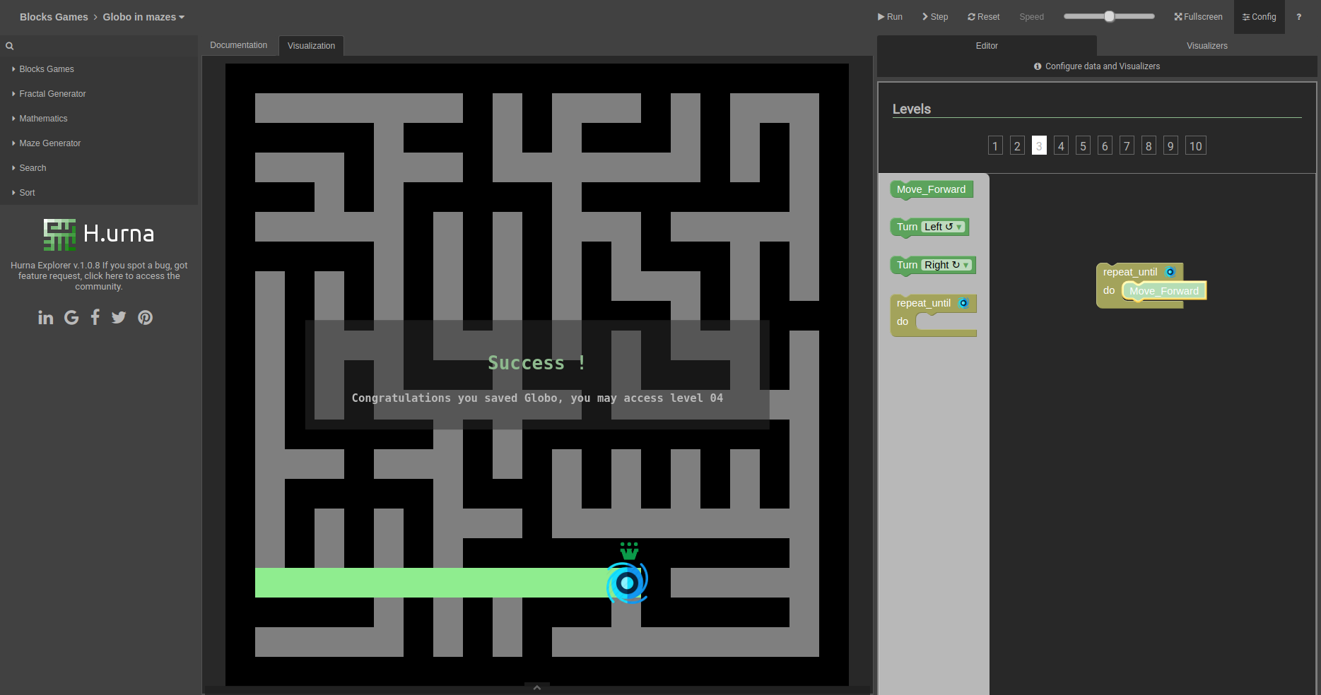 Screenshot Labyrinthe - Solution niveau 03
