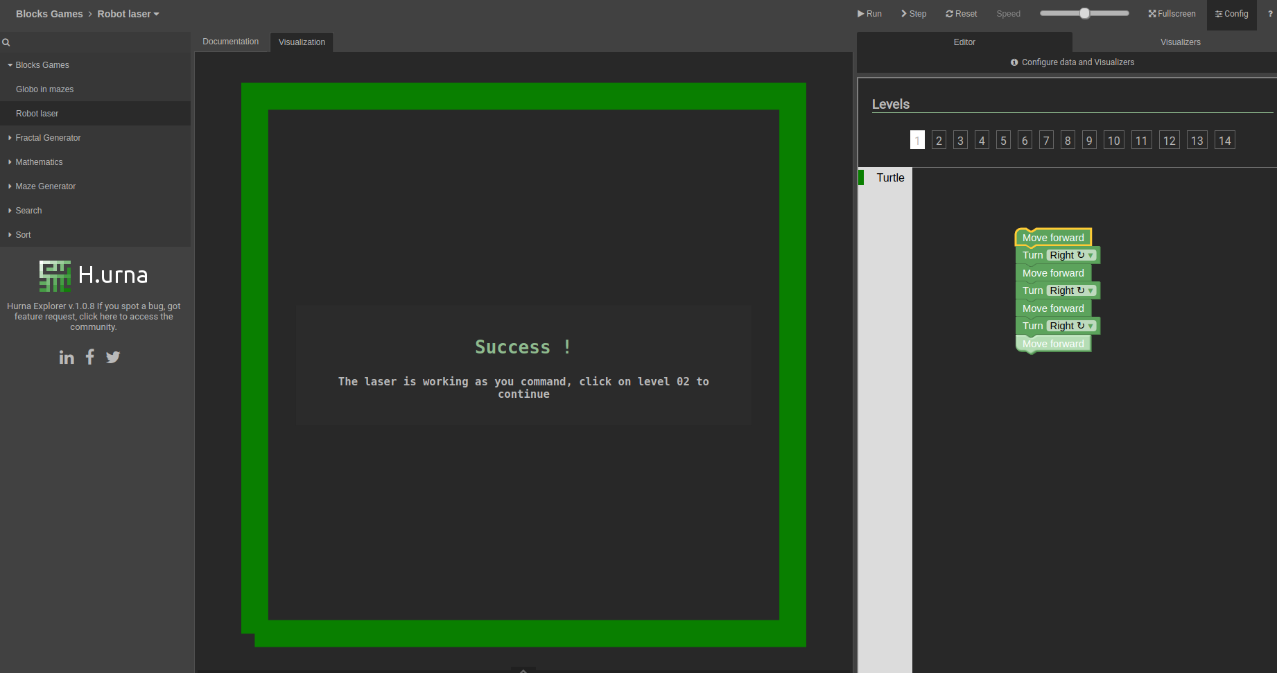 Screenshot Turtle Graphics - Hurna Games - Solution Level 01