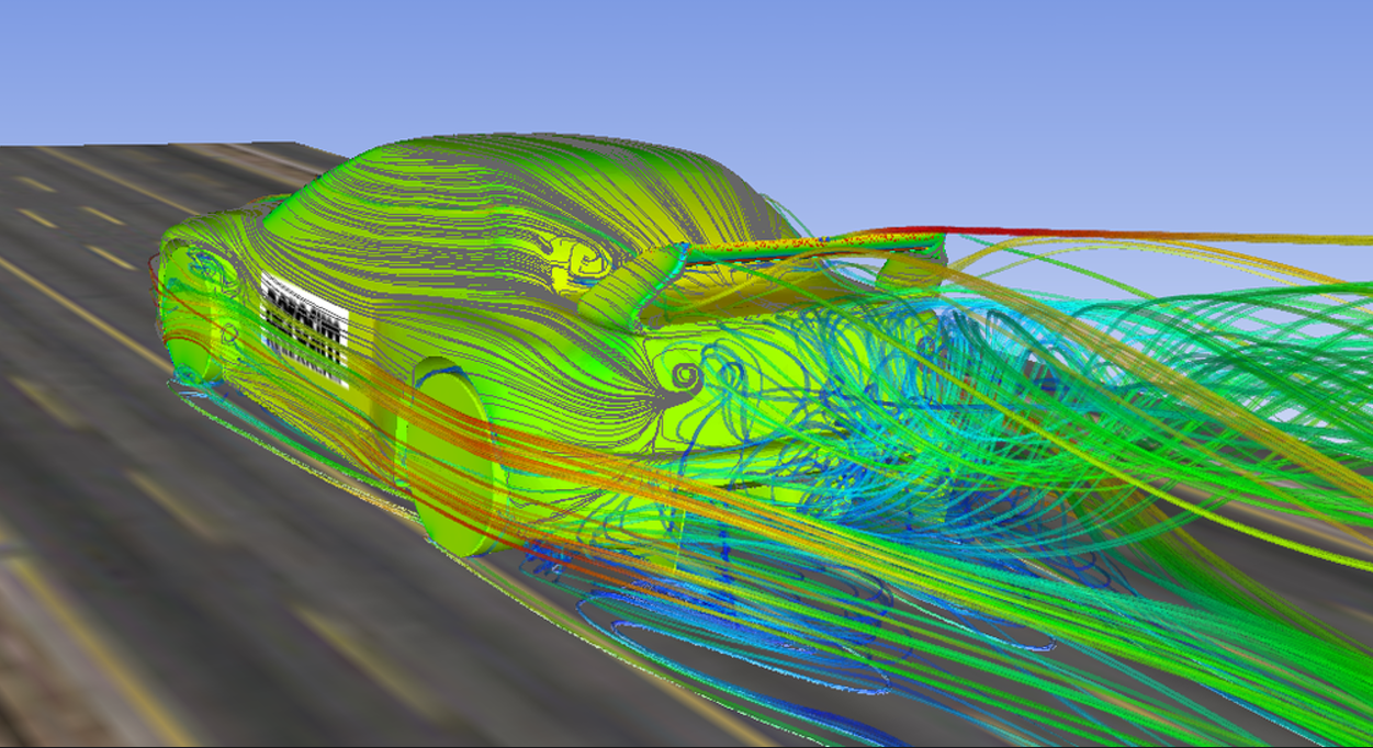 Scientific visualization - aerodynamic pressure streamlines using Paraview (Kitware)