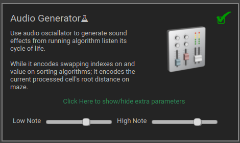 Audio Generator Paramètres - General Visualizer