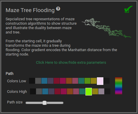 Maze Tree Parameters - Adjacency List Visualizer